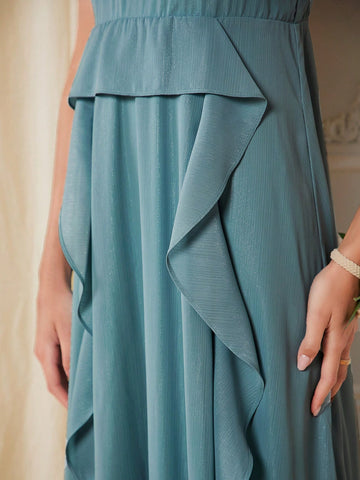 Ruffle Trim Chiffon Cami Bridesmaid Dress