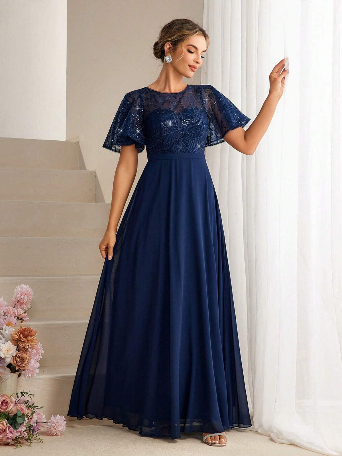 Sequin & Chiffon Bridesmaid Dress