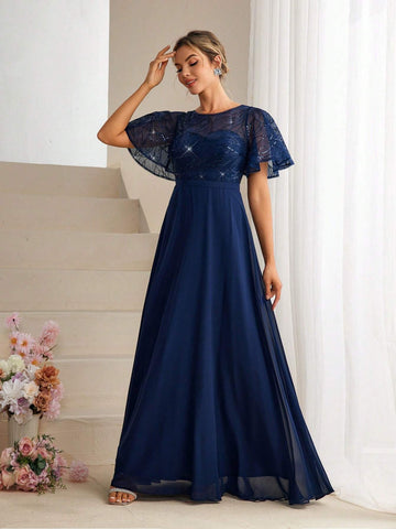 Sequin & Chiffon Bridesmaid Dress