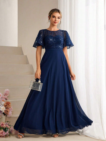 Sequin & Chiffon Bridesmaid Dress