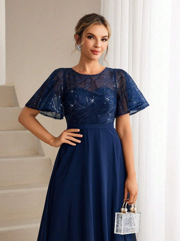 Sequin & Chiffon Bridesmaid Dress