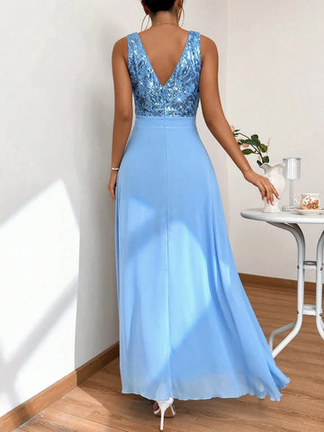 Sleeveless Sequin Elegant Party Dress Bridesmaid Dress