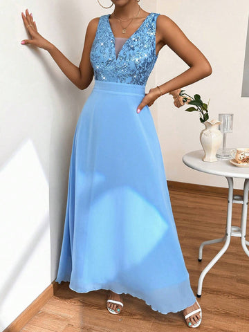 Sleeveless Sequin Elegant Party Dress Bridesmaid Dress