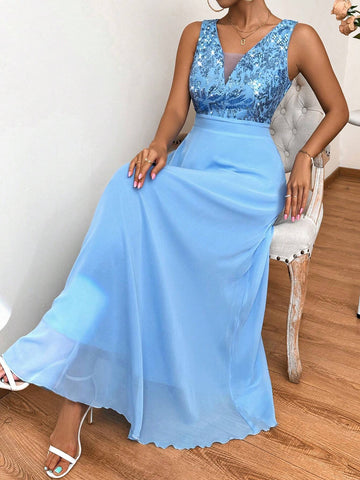 Sleeveless Sequin Elegant Party Dress Bridesmaid Dress