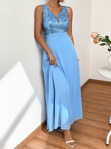 Sleeveless Sequin Elegant Party Dress Bridesmaid Dress