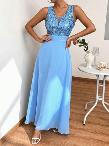 Sleeveless Sequin Elegant Party Dress Bridesmaid Dress