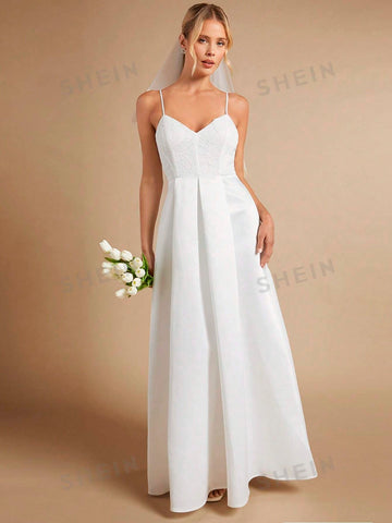 Solid Cami Wedding Dress Without Veil