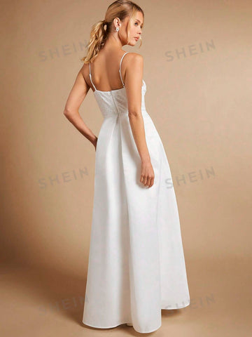 Solid Cami Wedding Dress Without Veil