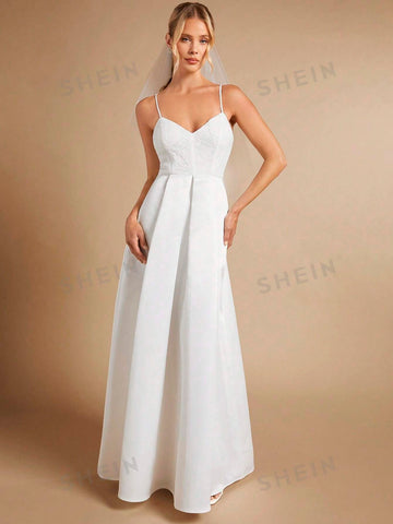 Solid Cami Wedding Dress Without Veil