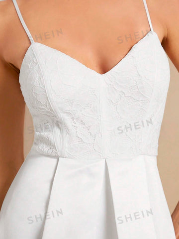Solid Cami Wedding Dress Without Veil