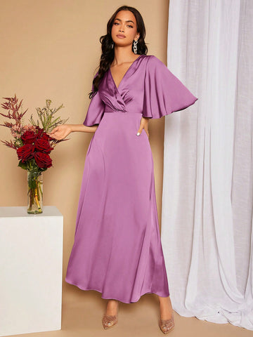 Solid Color Backless Strap Bridesmaid Dress