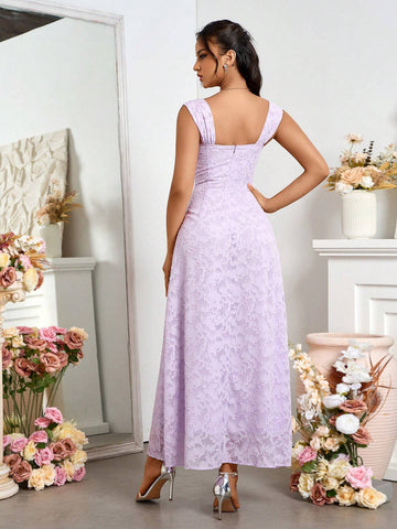 Solid Color Elegant Bridesmaid Dress With Thick Shoulder Straps, Sleeveless And Summer Style