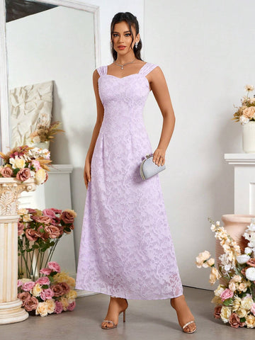 Solid Color Elegant Bridesmaid Dress With Thick Shoulder Straps, Sleeveless And Summer Style