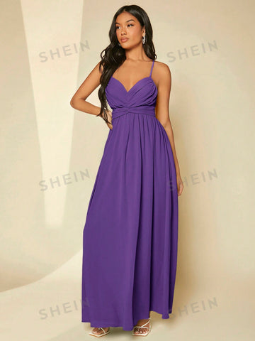 Solid Criss Cross Backless Cami Bridesmaid Dress