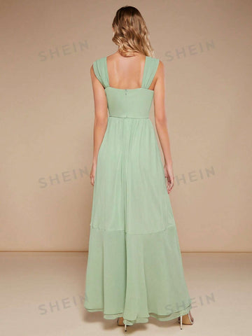 Solid High Low Hem Bridesmaid Dress