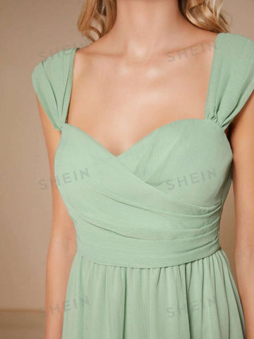 Solid High Low Hem Bridesmaid Dress