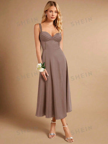 Solid Ruched Bust Cami Dress