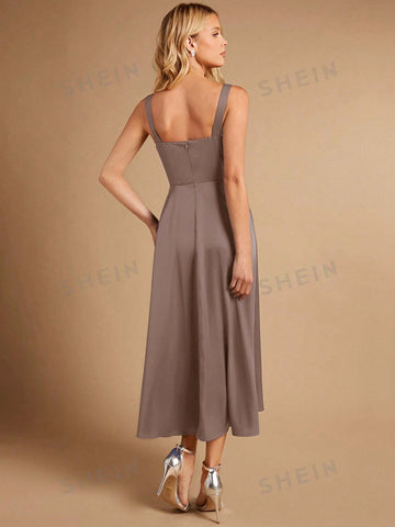 Solid Ruched Bust Cami Dress