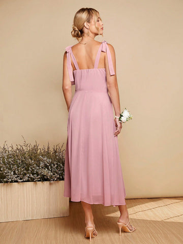 Belle Solid Ruched Front Cami Bridesmaid Dress