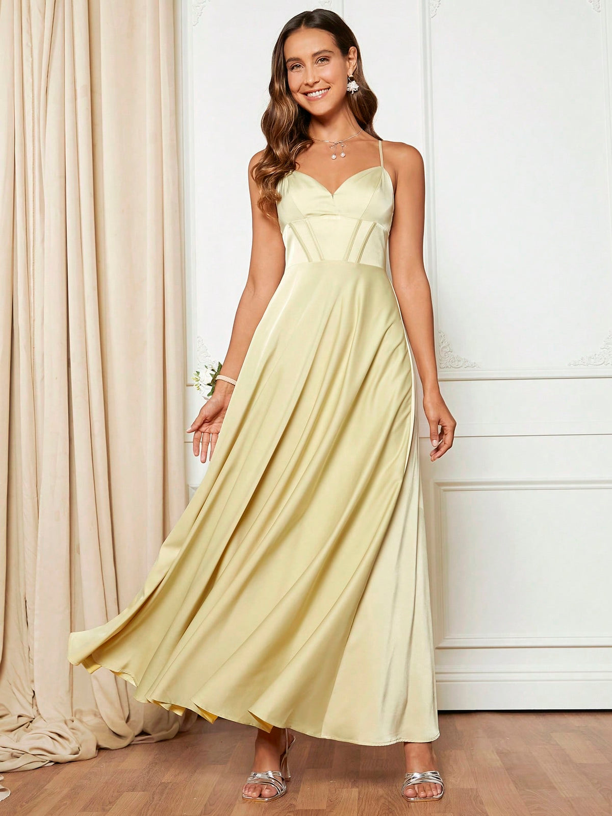 Solid Satin Cami Bridesmaid Dress