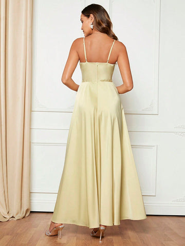 Solid Satin Cami Bridesmaid Dress