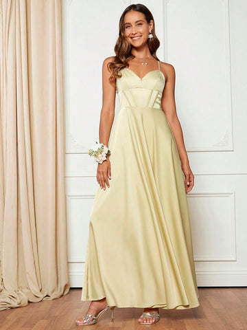 Solid Satin Cami Bridesmaid Dress