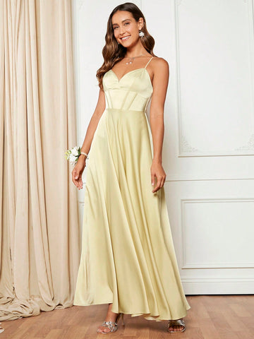 Solid Satin Cami Bridesmaid Dress