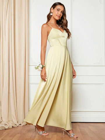 Solid Satin Cami Bridesmaid Dress