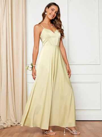 Solid Satin Cami Bridesmaid Dress