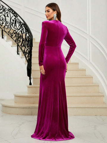 Solid Split Thigh Bridesmaid Dress