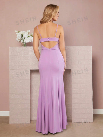 Solid Split Thigh Cami Dress