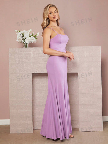 Solid Split Thigh Cami Dress