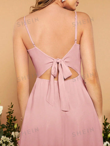 Solid Tie Back Cami Bridesmaid Dress