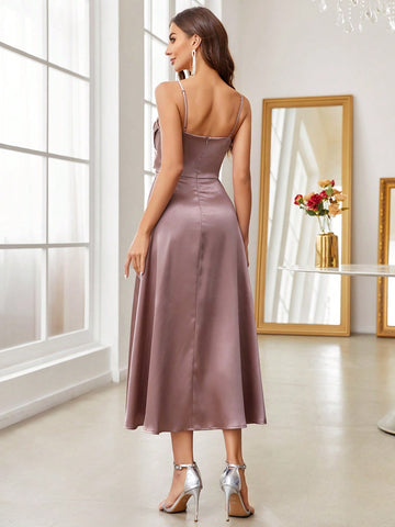 Solid Wrap Cross Cami Dress