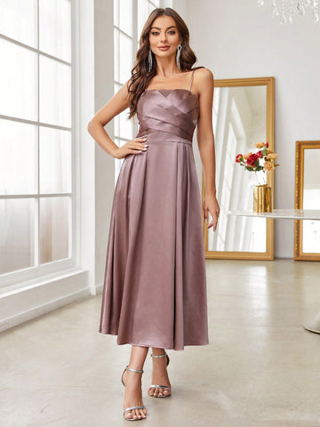 Solid Wrap Cross Cami Dress