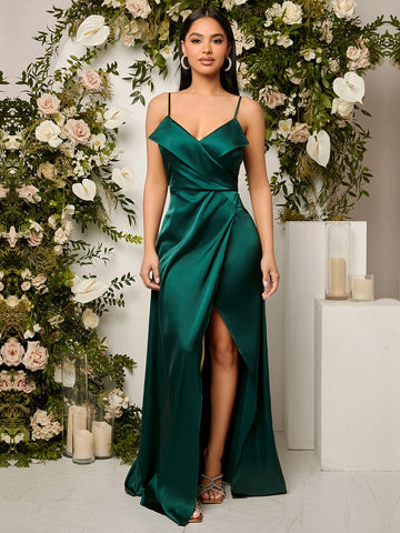 Solid Wrap Hem Cami Bridesmaid Dress