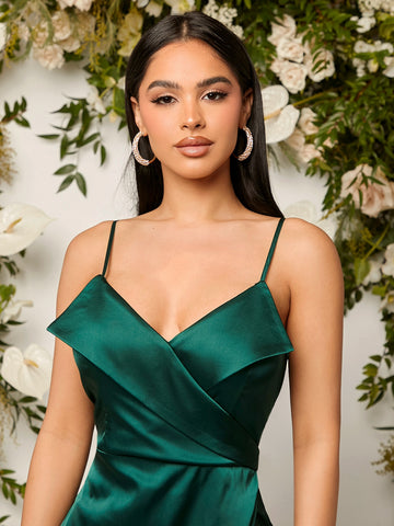 Solid Wrap Hem Cami Bridesmaid Dress