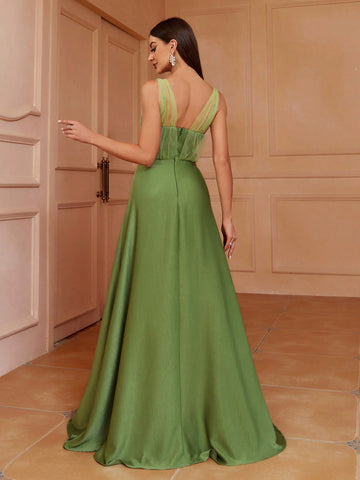 Solid Zip Back Bridesmaid Dress