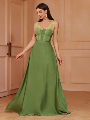 Solid Zip Back Bridesmaid Dress