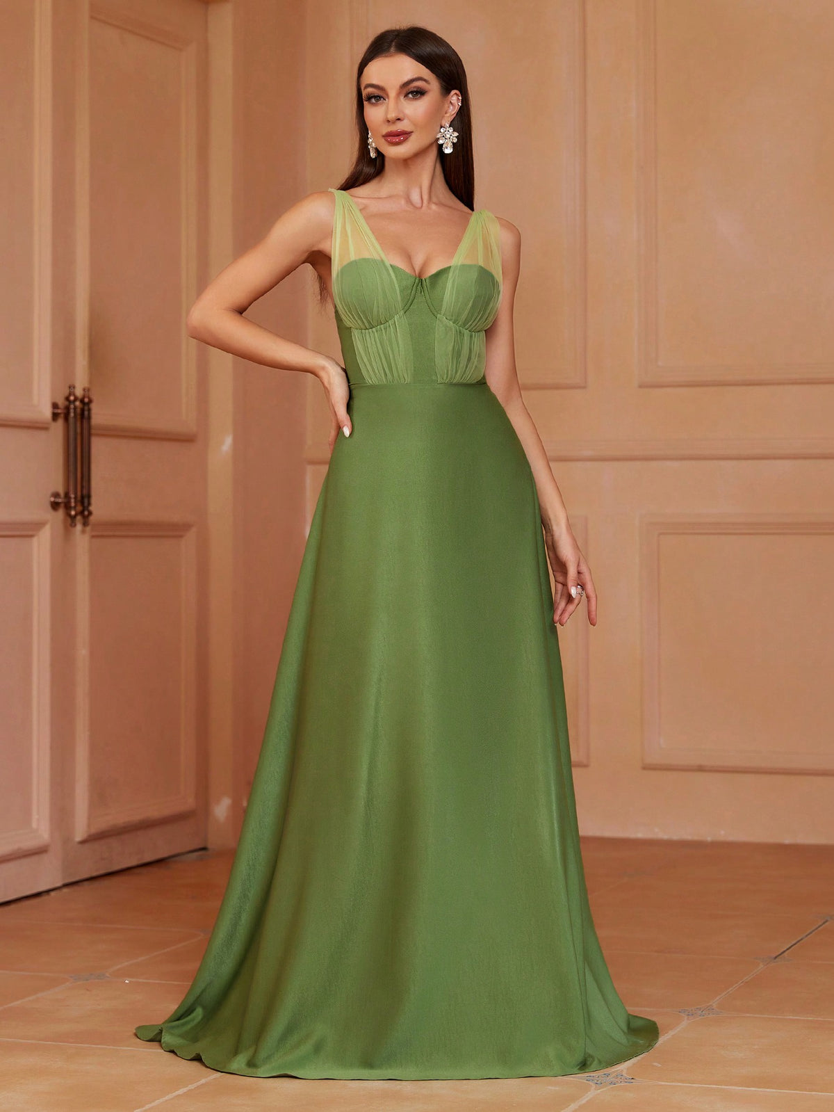 Solid Zip Back Bridesmaid Dress