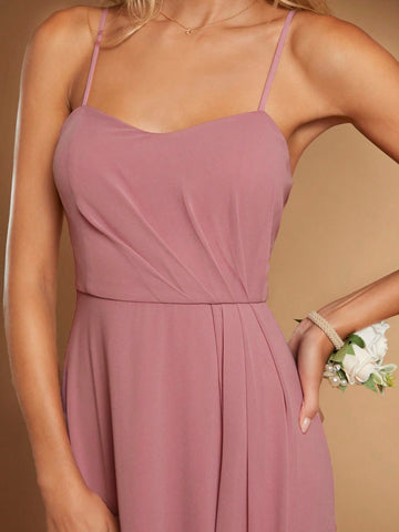Belle Solid Zip Back Cami Bridesmaid Dress