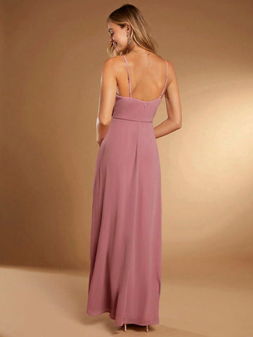 Belle Solid Zip Back Cami Bridesmaid Dress