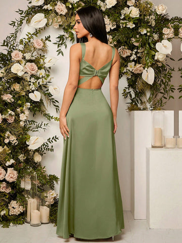 Split Thigh Bustier Cami Bridesmaid Dress