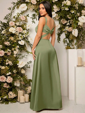 Split Thigh Bustier Cami Bridesmaid Dress