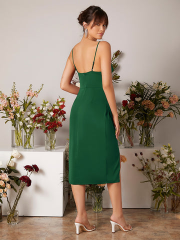 Split Thigh Wrap Detail Bridesmaid Dress