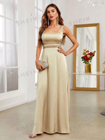 Square Neck Maxi Bridesmaid Dress