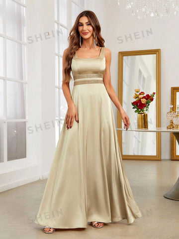 Square Neck Maxi Bridesmaid Dress