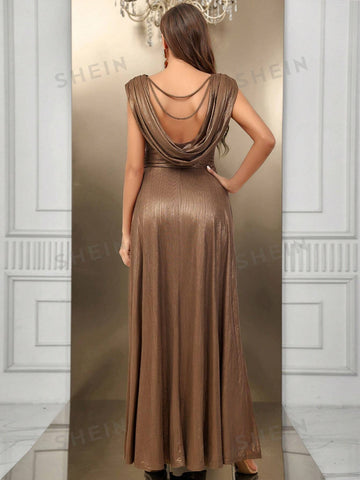 Surplice Neck Glitter Bridesmaid Dress