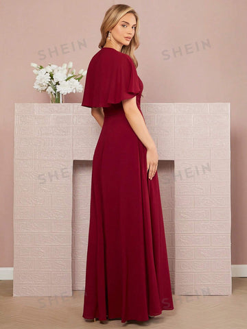 Sweetheart Neck Butterfly Sleeve Bridesmaid Dress