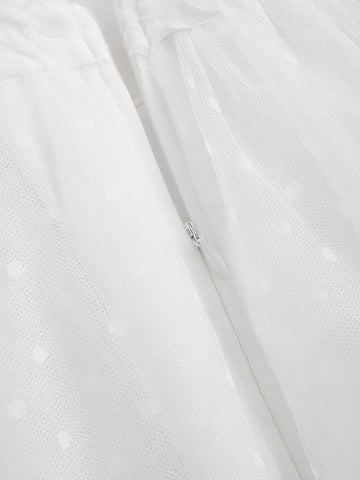 Three-Dimensional Flower U-Shaped Backless See-Through Long-Sleeved Wedding Dress With Full Swing